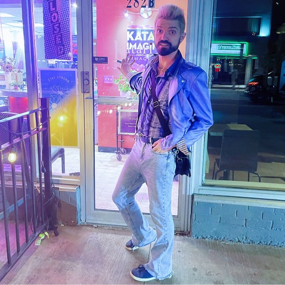 Periwinkle Faux Leather Biker Jacket - Picture 8 of 8